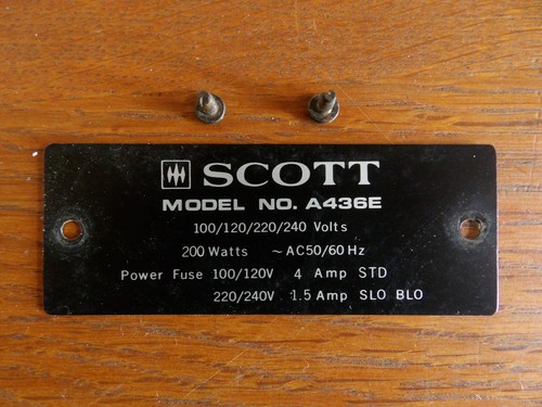 Plaque arrière ampli scott - arrière, a