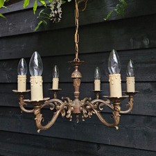 Chandelier gilded bronze dining room 6 lights, Hight ceiling chandelier