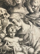 Très Beau Dessin Lavis Encre XVIIe 1613 Giovan Battista Vanni Baroque Vierge Art