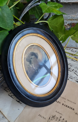 Ancien cadre photo ovale - cadre,