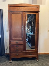 French Oak Art Nouveau Style Armoire