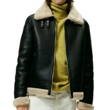 Blouson bombardier homme RAF Aviator B3 Flying en cuir de mouton pur doublé...