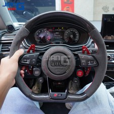Carbon Fiber Alcantara Steering Wheel Fit Audi RS3 RS4 RS5 A3 A4 10+ w/Trim