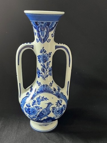 Vase delft bleu vintage peint - vase,