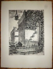 GOBO Georges Gravure Originale signée numérotée construction ouvrage ouvrier