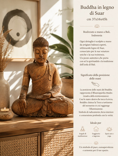 Statue bouddha bois suar - bouddha,