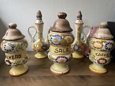 Ceramic Porcelain Spice Pot, Oiler and Vinegar Jar Set (Italian