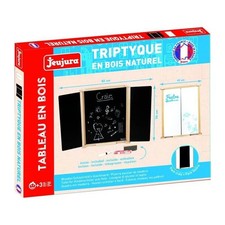 Tableau Triptyque Mural en Bois Naturel - JEUJURA - Ardoise Centrale et Volets C