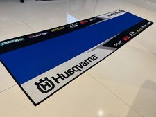 Husqvarna with race logos- Garage - Display Mats FREE SHIPPING U.S.