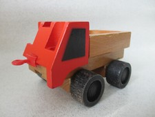 VINTAGE OLD CONSTRUCTION TRUCK WOODEN TOY - 70s/80s +/-15cm