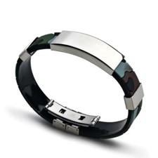 Fashion Bracelet Stainless Steel Silicone Militaire Rubber Wristbands Men Bangle