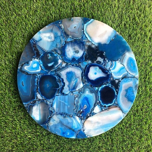 Bleu agate rond coin - bleu,