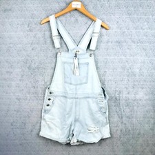 Tally Weijl Salopette Jean Court Femme 38 Bleu Clair Délavé Effet Usé Neuve