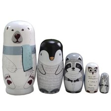 Gobus 5 Piece Wooden Trundle Doll Sets for Bu...