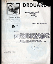 PARIS (XV°) ELECTRIC MOTORS "DROUARD & GILLOT" Letter-Tract in 1943