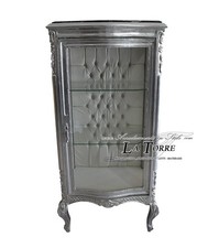 Vitrine Cristallière Louis XV Baroque Argent Écaille Blanche Capitonné Swarovsk