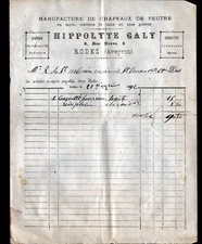RODEZ (12) FACTORY of MERINO FELT HATS "Hippolyte GALY" in 1892