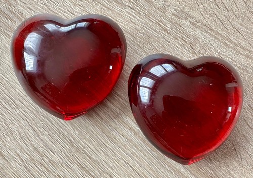 Cœurs rouges verre - rouges, en