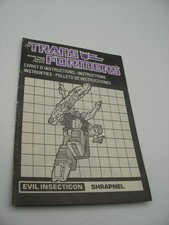 hasbro 85 transformers G1 Decepticon INSECTICON SHRAPNEL Notice ORIGINALE
