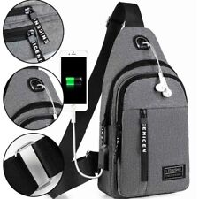 Sacoche Homme - Bandoulière Poitrine - Nylon Léger - Sport & Urbain - Gris