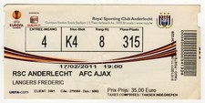 Ticket EC RSC Anderlecht - Ajax Amsterdam 17.02.2011