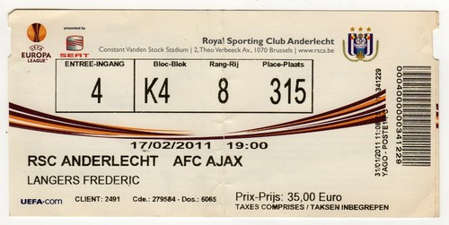Ticket rsc anderlecht - ticket, ec