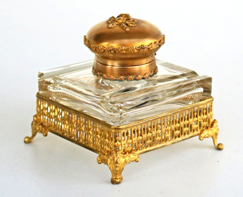 Encrier cristal bronze - cristal, doré
