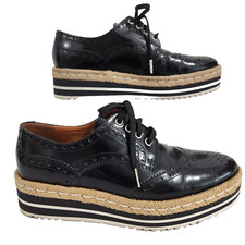 Pons Quintana Shoes Womens 35 5 Black Patent Platform Oxfords Rope Lace Up Spain