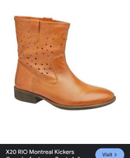 NWOB Kickers Women's Roundy Orange Laser Cut Leather Ankle Boots Sz 38/US 7