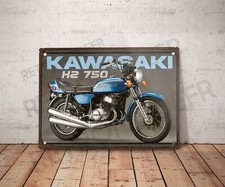 Plaque métal vintage Kawasaki H2 750 mach IV Enseigne Garage Décoration moto 4