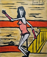Bernard Buffet Signed Expressionist Oil Painting on Canvas - French Modern Art