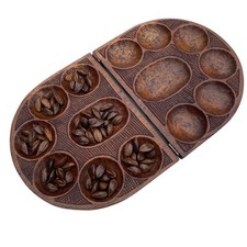 African Handcrafted Wooden Game Awale/Mancala/Oware Natural Seed Tokens