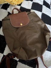 Longchamp Le Pliage Nylon Sac A Dos Backpack - Olive Green Chestnut Zip Snap