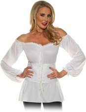 Ste Renaissance Paysan Fille Chemise Adulte Femmes Déguisement Halloween 30160