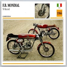 F.B. Mondial 50 Record 1966 Italy Edito Service Atlas Motorcycle Card