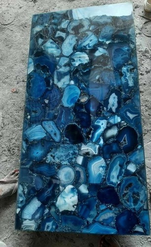 Plateau agate bleue - en, 18"