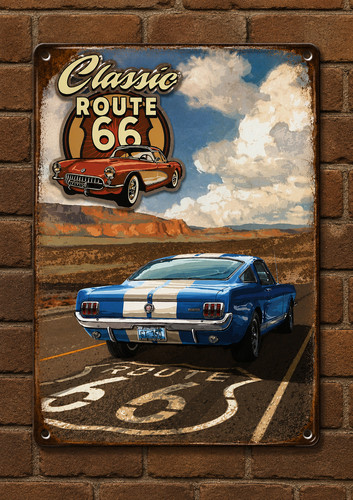 Plaque métal vintage route - route, 66