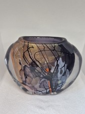 Vase en Verre Soufflé Polychrome Art Contemporain Signé Raymond