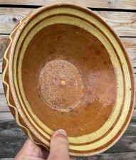 Coupe Grésale Terre Cuite Vernissée Art Populaire Pot à Confit Plat Saladier