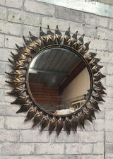 sun mirror leaves patinated iron 43cm very good general condition 1970