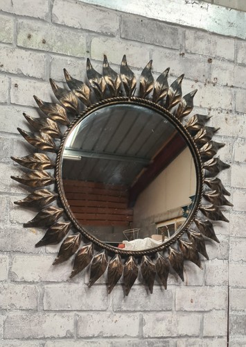 Miroir soleil feuilles - miroir, fer