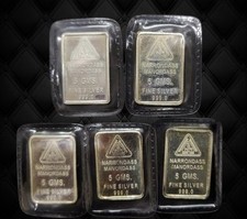 Narrondass Manordas 5 Grammes 5 Pièces Rectangle Argent Lingot Barre Fin 999