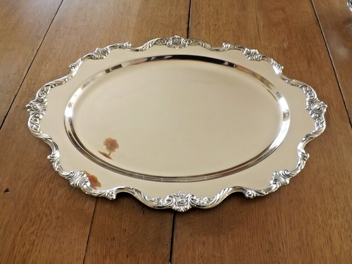 Grand plat métal argenté - grand, en