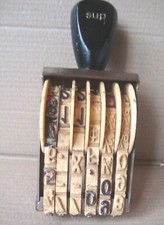 LARGE ANTIQUE 6 DIGIT WHEEL NUMBERED INK STAMP