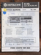 Hitachi D-45S Cassette  Service Manual *Original*