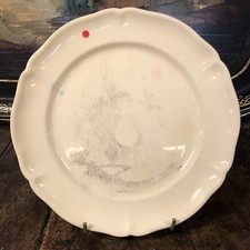 Antique French Dishes 4 Fine White Ceramic Dishware Flat Plate
