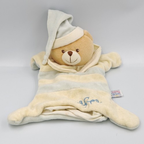 Doudou marionnette ours bleu