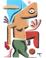 Art contemporain peinture acrylique sur papier abstrait oeuvre originale Signé