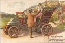 Old postcard waffled love and automobile