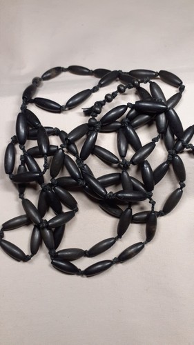 Collier perles bois noir